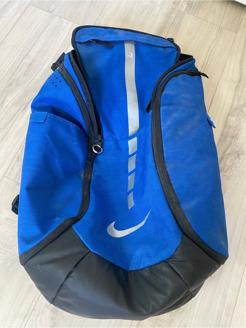 Nike Blue and Black Duffel Bag with Reflective Accents
